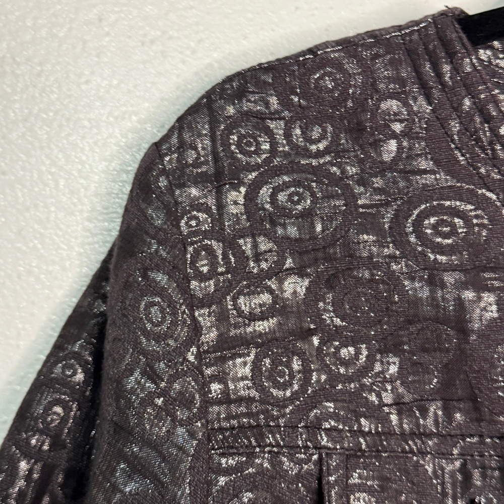 Ruby Rd.Elegant Metallic Silvery Black Women's Jacket. 2 breast pockets. Sz 18. - Picture 4 of 9